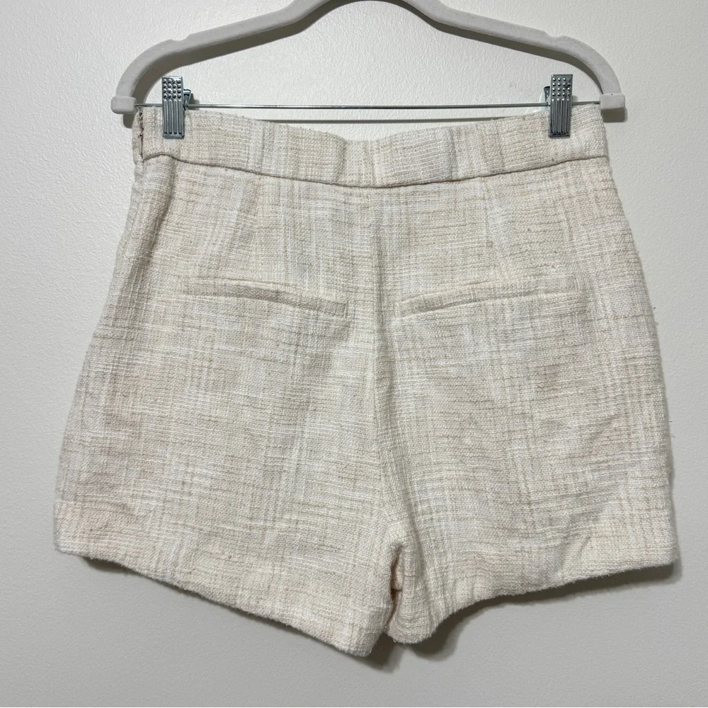 Abercrombie & Fitch High Waisted Beige Ivory Tan Tweed Shorts Size Medium